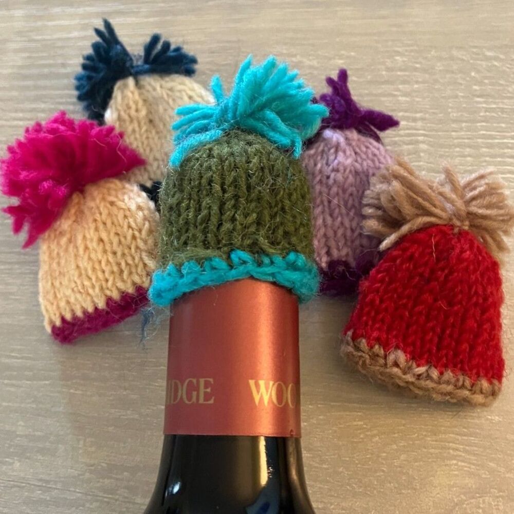 set of 5 wine topper hats